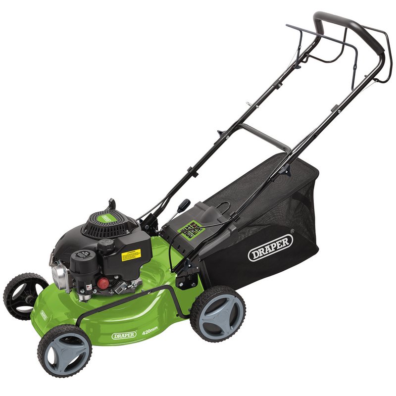 Draper 8671 Steel Deck Petrol Lawn Mower, 420mm, 132cc/3.3HP