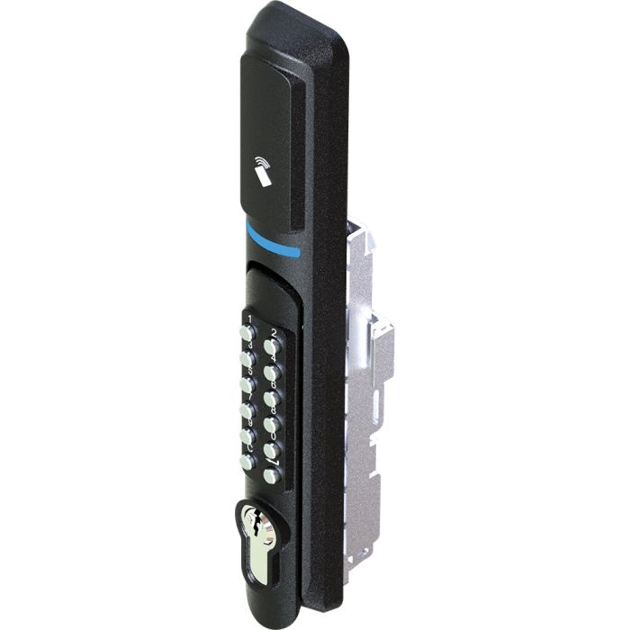 Electronically Locking Swing Handle IoT lock Black Powder Coated, Metrol -1507-12