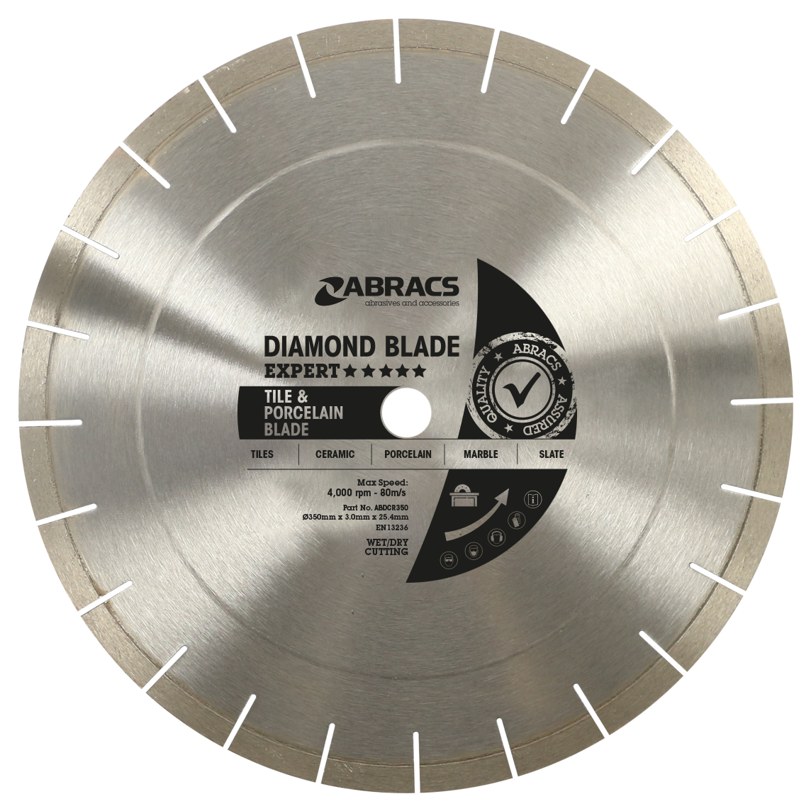 Abracs Diamond Blade Tile Blade, 350mm x 3.0mm x 25.4mm, ABDCR350