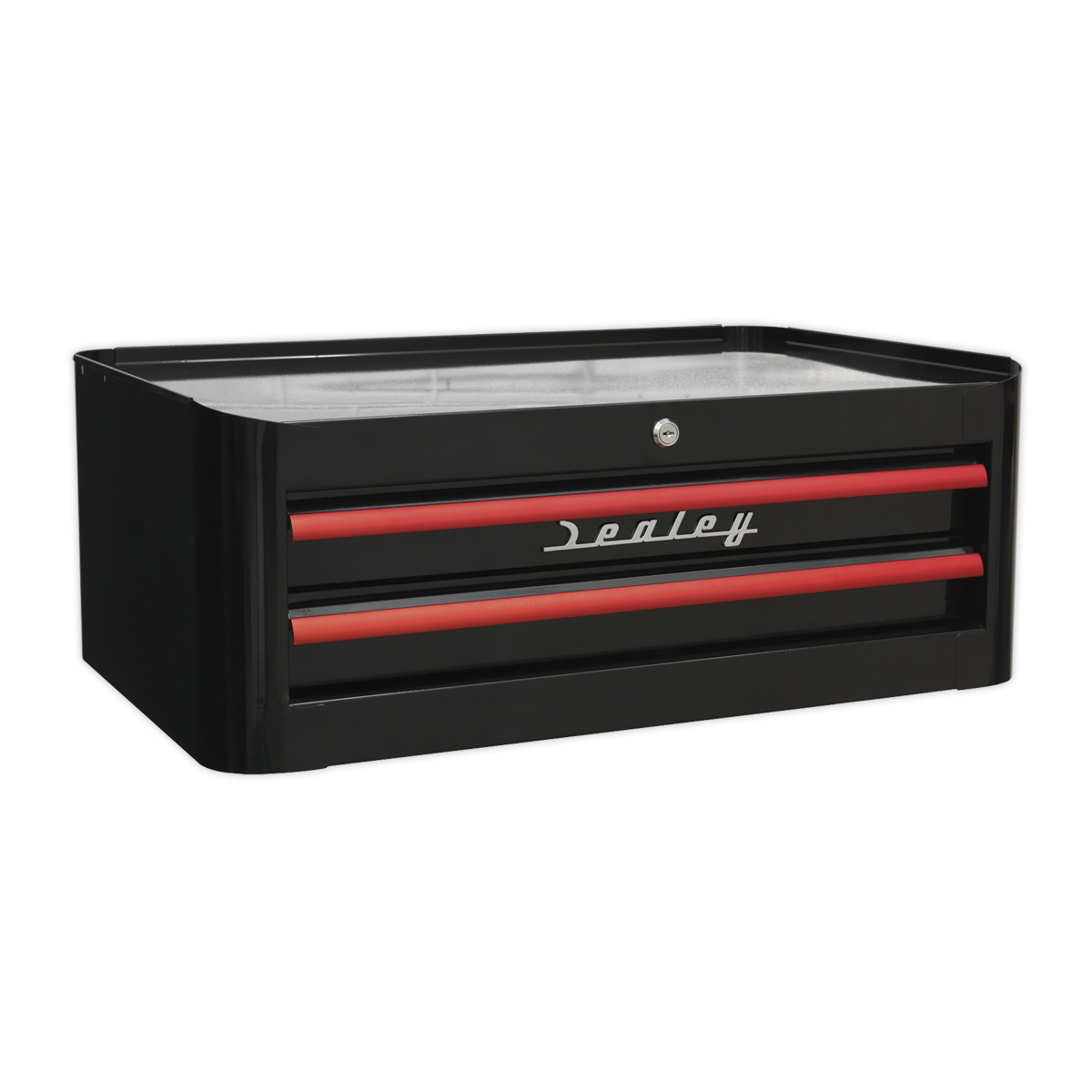 Sealey AP28102BR Mid-Box 2 Drawer Retro Style - Black with Red Anodised Drawer Pulls