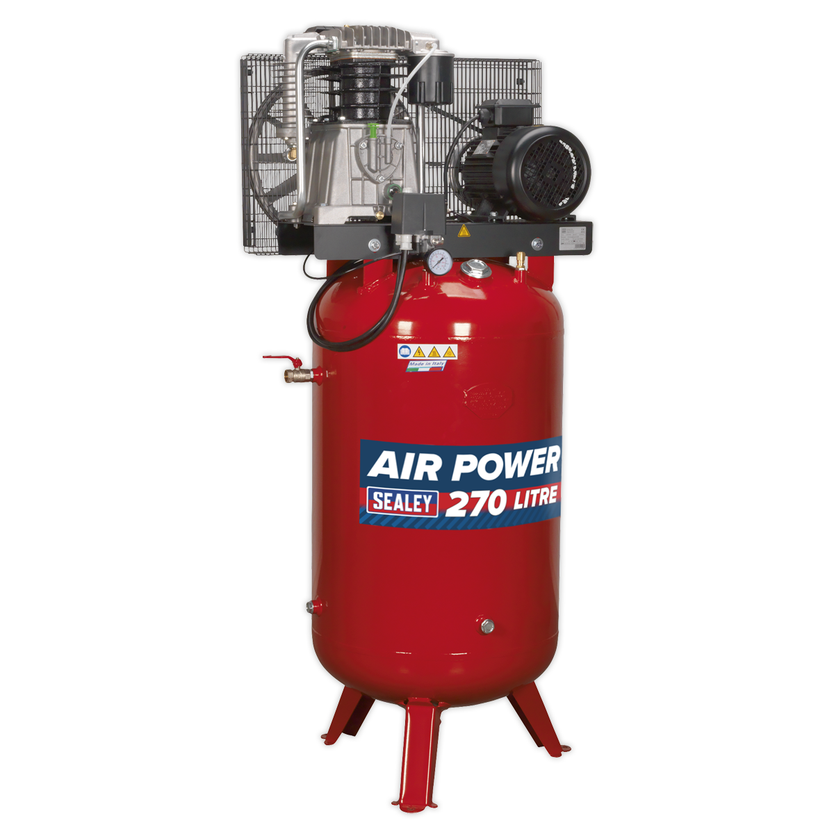 Sealey SACV52775B Air Compressor 270L Vertical Belt Drive 7.5hp 3ph 2-Stage with Cast Cylinders