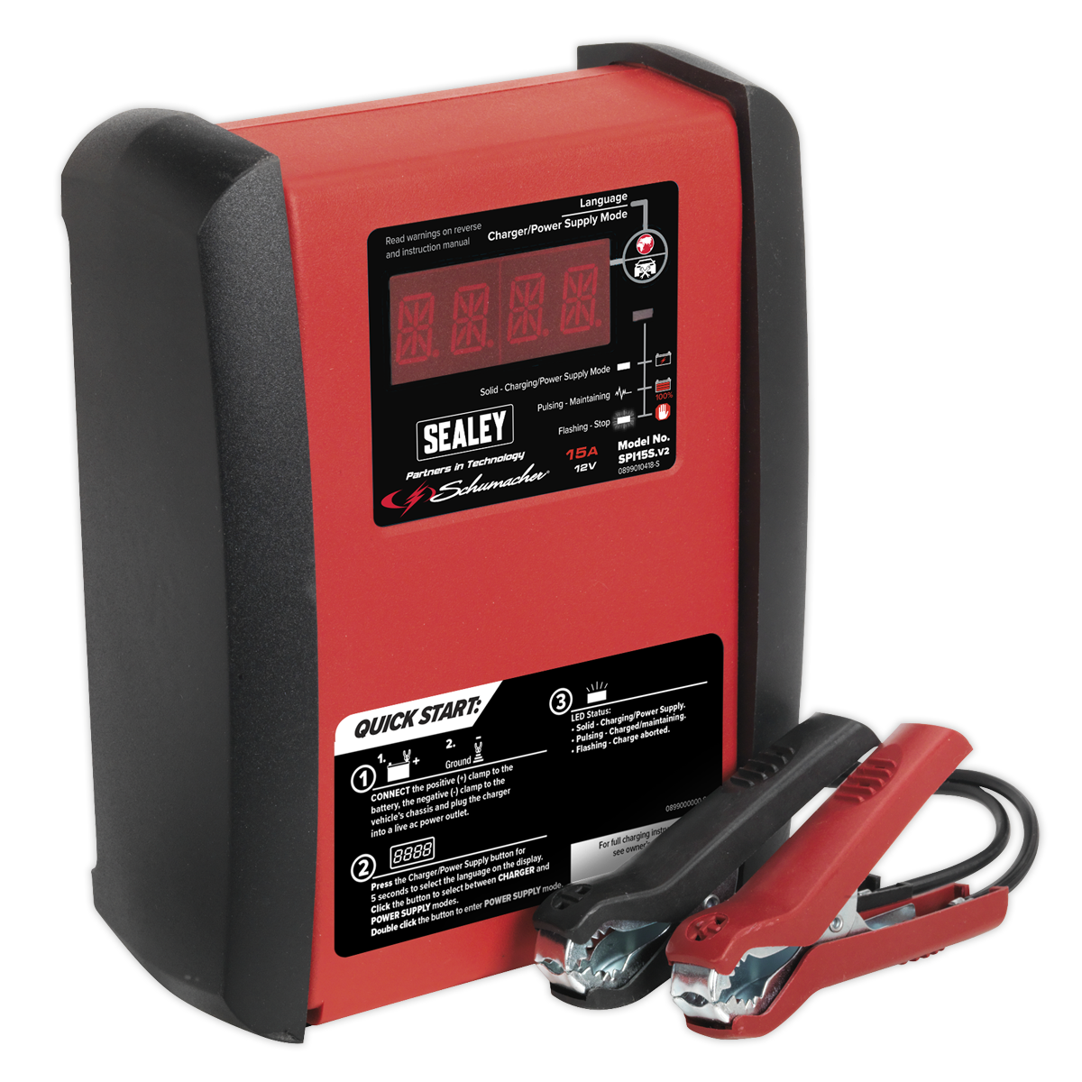 Sealey SPI15S Schumacher Intelligent Speed Charge Battery Charger 15A 12V
