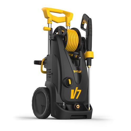 Portable Electric Pressure Washer with Professional Accessories & 10M Hose Reel, Max. Pressure 195 Bar, 7.2 Litre/min Flow Rate, DIY, V-TUF - V7240