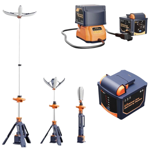 Power-2Go LED Work Light, Portable, 360-Degree Coverage, Adjustable, 12,000 Lumens with 1 x D24-100 Lithium-ion Battery Pack & 1 x Single Dock Charger